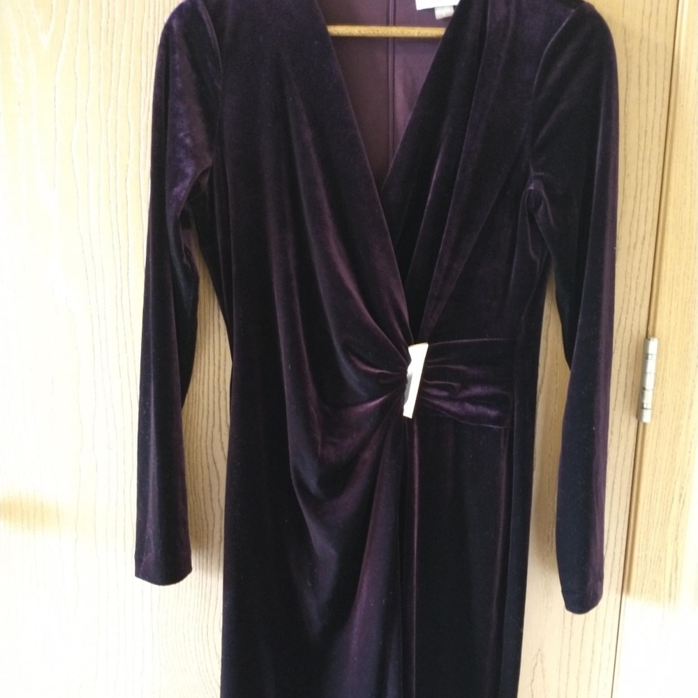 Purple Calvin Klein velvet wrap front dress size 8